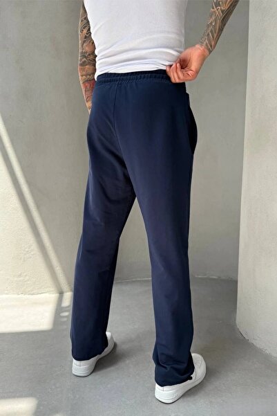 MADZEYMODA Men's Baggy Fit Adjustable Leg Navy Blue Sweatpants Ke-7018