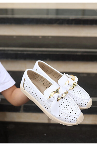 ZENGEZUR MALL Lvsqvr Riwan White Leather Ballerina Shoes (214703) (Size: 36)