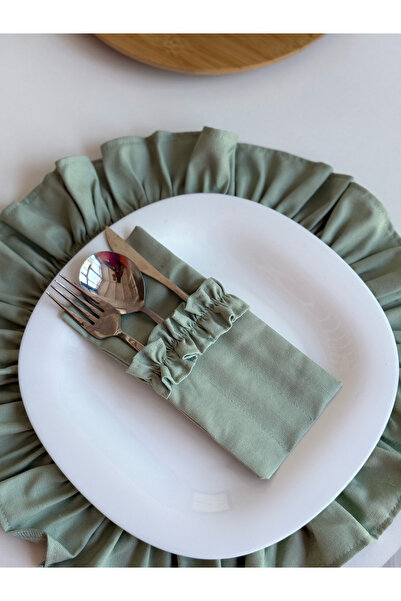 KaiAtelier 2-Piece Minty Linen 3-Compartment Cutlery Case