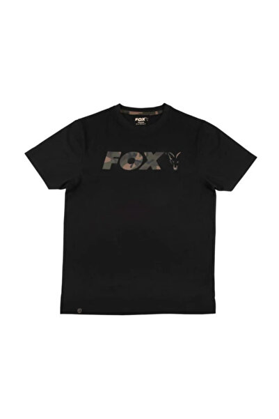 Fox Black/Camo Chest Print T-Shirt, Size 2XL