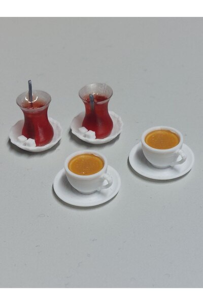 CharmFancy 4'Lü 2 Çay 2 Kahve – Bebek Evi Mini Minyatür Aksesuar ve Diorama Dollhouse Telefon Süsü