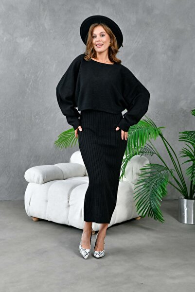 Noi Belis Maxi Boy Oversized Sweater Dress Knitwear Set Aw25El0021