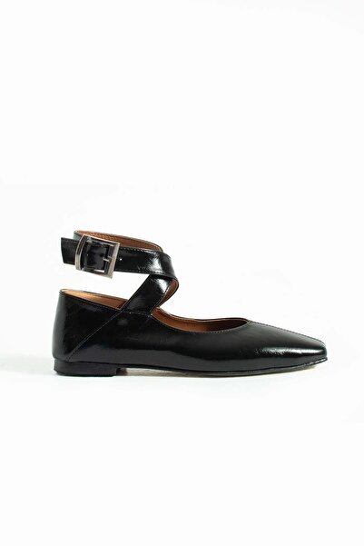 diclepolat Women's Black Casual Ballet Shoes Ankle Strap Comfortable Flat Sole Solea