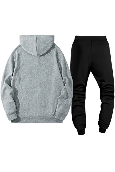 Massgai Unisex Pink Panther Printed Hooded Oversized Bottom-Top Set Jogger Cotton Tracksuit Set