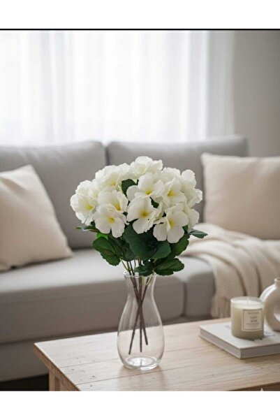 ENRUFLORA مزهرية زهور الساردينيا البيضاء الاصطناعية/ديكور غرفة المعيشة/زينة