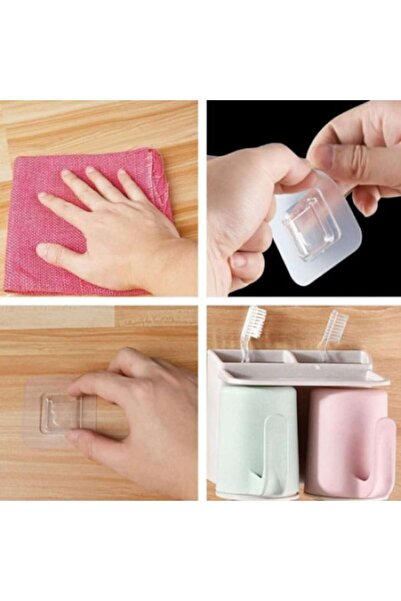 PROMERCO Set of 20 pairs double adhesive hooks 6 x 6 x 1 cm -