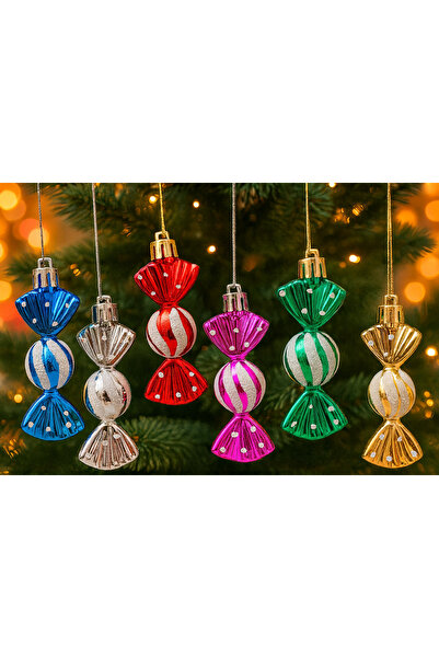 Fillikutum Set de 6 ornamente de Crăciun în formă de bomboane, 9 cm |   Set d...