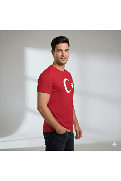 Bulvar Lee Zero Neck Turkey Moon Star Printed Men's T-Shirt