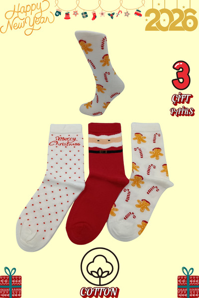 stellare 3 Pairs of Stitch-Free Cotton Christmas Stockings – Cozy and Soft Christmas Socks Set