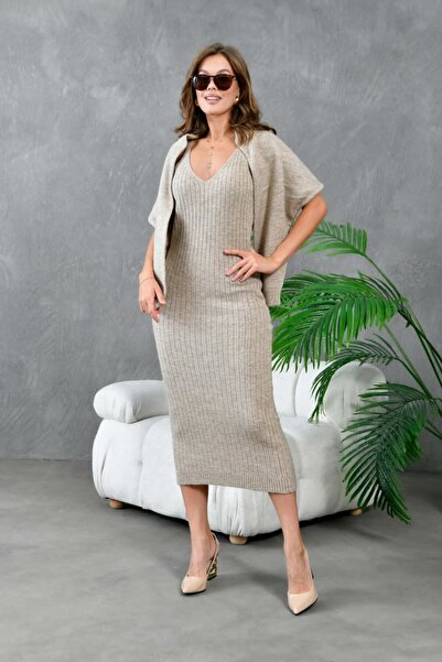 Noi Belis Maxi Boy Oversized Sweater Dress Knitwear Set Aw25El0021