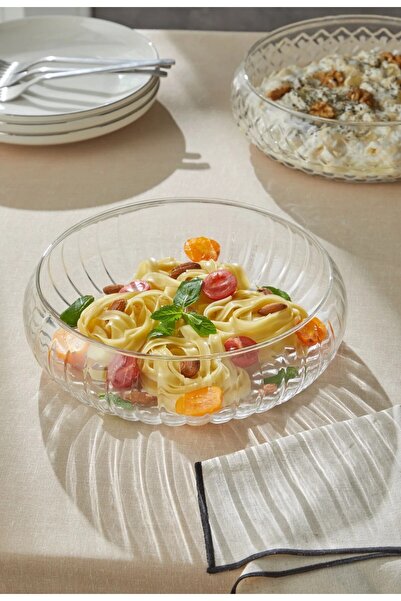 kitchenboost Glass Salad Bowl - 21 cm Medium Presentation Bowl - 2-Piece Multi-Purpose Bowl Fruit Bowl