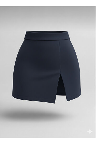 SLAW REZZ Black women's shorts skirt with front slit