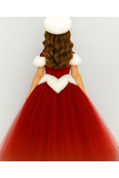 Star Kids Girls' Red Velvet Christmas Princess Dress,Girls' Red Christmas Costume