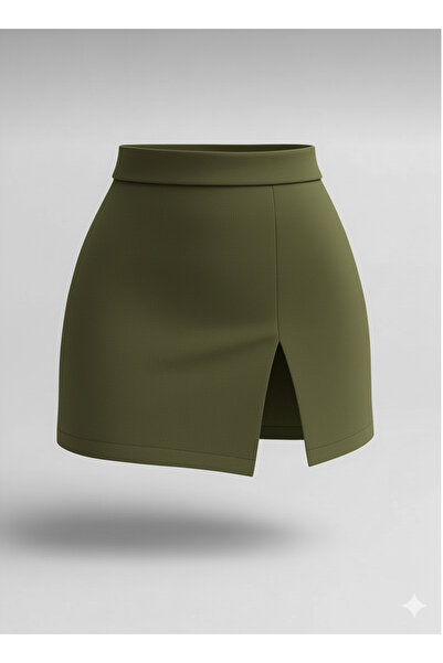 SLAW REZZ Black women's shorts skirt with front slit