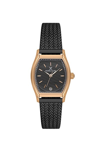 Daniel Klein Case Rose Cord Black Color Women's Wrist Watch and Bracelet