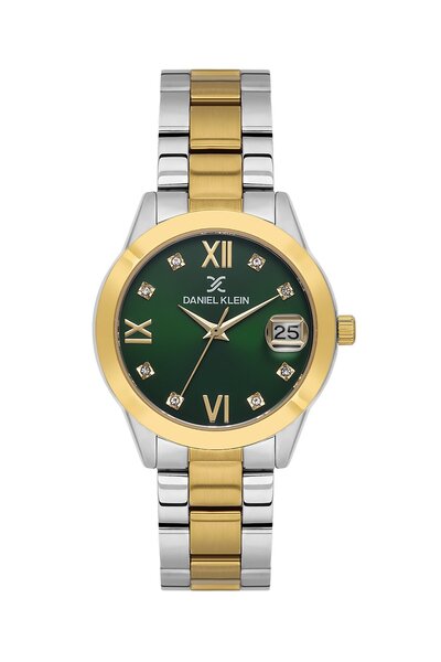 Daniel Klein Green dial, gold & silver tone, 33mm women's watch and bracelet set