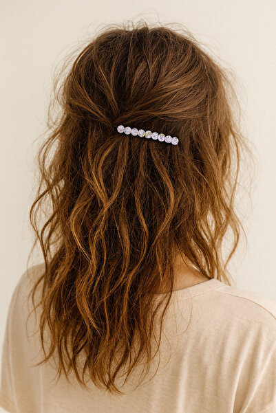 YASEMİN KAPLAN Çok Renkli Saç Tokası-Parlak Taşlı Tel Toka-İnce Toka