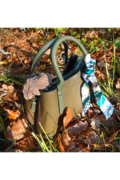 stilyy Khaki 3-Compartment Scarf Detail Stylish Women's Bag