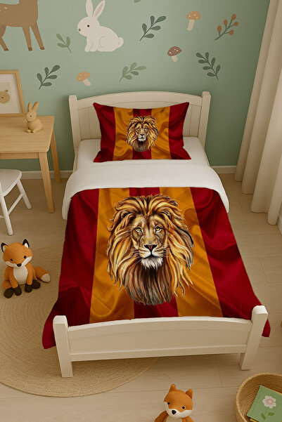 Şen Dekorasyon Yellow Red Lion Quilt Set