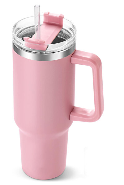 Smart Insulated Travel Tumbler,Stainless Steel, 1.2L with Handle and Straw Lid, Hot and Cold Beverage