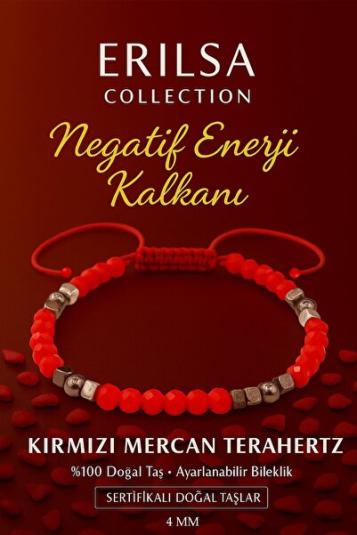 Erilsa Certified Negative Energy Shield Bracelet – Red Coral Terahertz Natura...