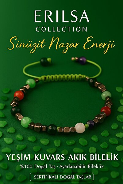 Erilsa سوار نازار للطاقة معتمد - حجر طبيعي من اليشم والكوارتز والعقيق والتيرا...