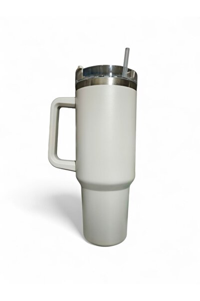 Smart Insulated Travel Tumbler,Stainless Steel, 1.2L with Handle and Straw Lid, Hot and Cold Beverage Grey