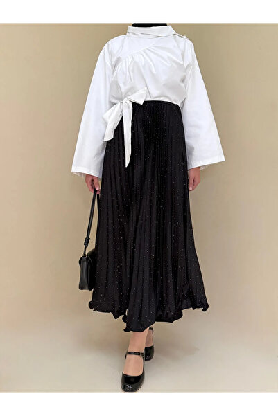 Trend Marfa Six-Layered Pleated Hijab Skirt with Stones