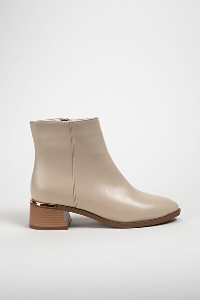 Munshoes Lorie Women's Beige Heeled Boots