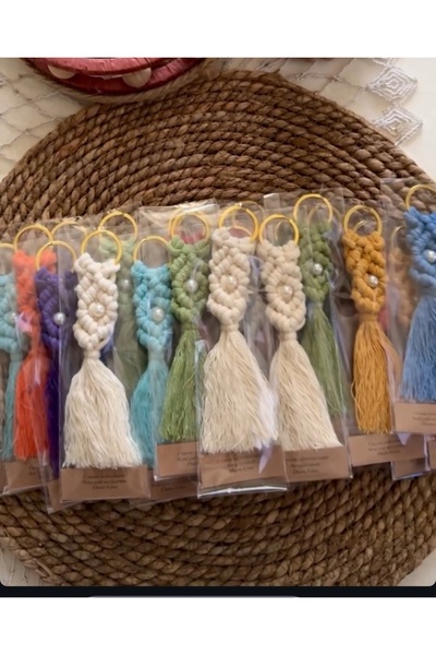Sude Design 25 Pieces of Pearl Macrame Keychain Colorful Model # Gift # Grill...