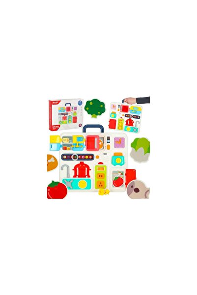 Three top online Sensory manipulation board suitcase - Montessori kitchen with clock, lights and sounds