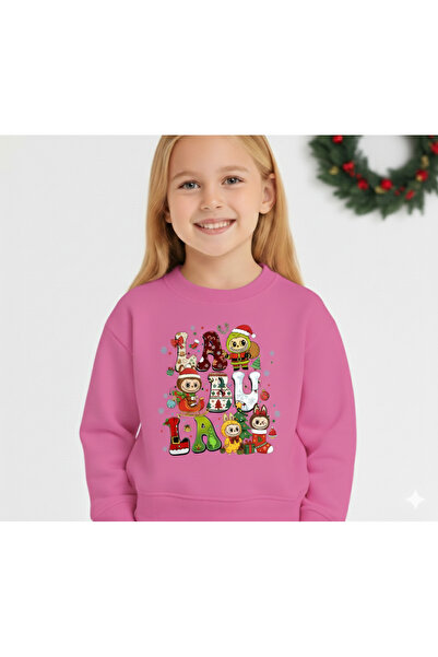 LİTTLE TORTOİSE Girl's New Year's Christmas Special Printed Sweatshirt Tracksuit Set