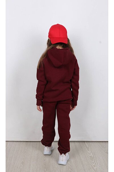 Canlook Embroidery Detailed Kangaroo Pocket Hooded Three-Thread Fleece-Lined Unisex Children's Set