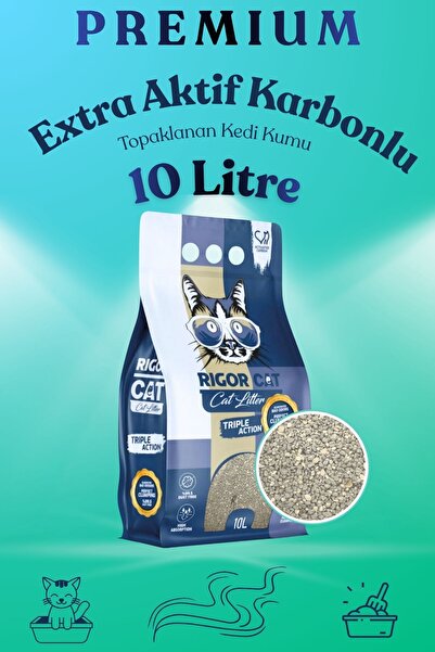 RIGOR CAT Extra Aktif Karbonlu Topaklanan Kedi Kumu 10 Lt