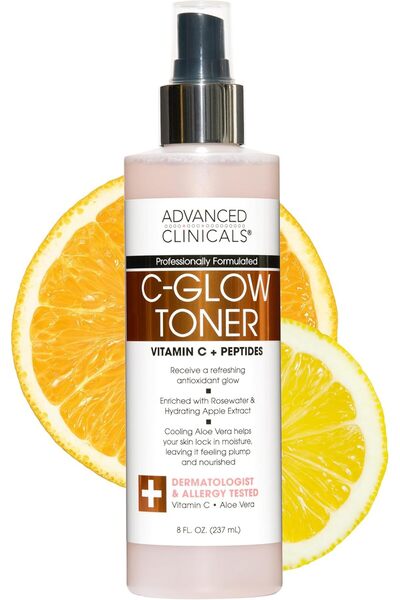 MQ تونر فيتامين سي المتوهج من أدفانسد كلينيكالز مع ماء الورد والببتيدات، 8 أونصة سائلة (237 مل)