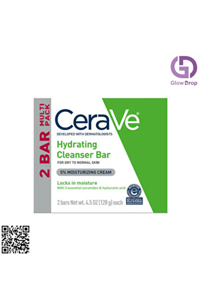 CeraVe Moisturizing Cleansing Bar for Body and Face, Fragrance-Free, 2 x 128g