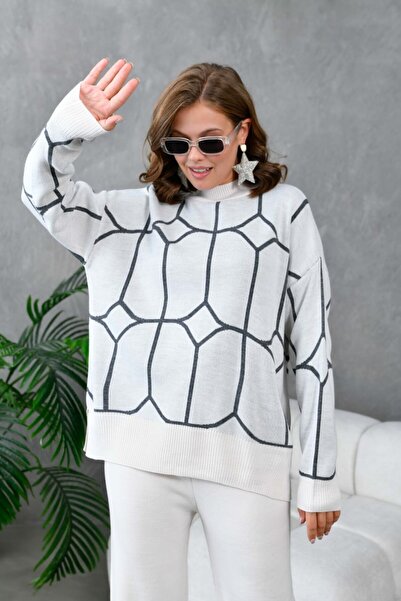 Noi Belis Oversized Ethnic Detailed Sweater Pants Knitwear Bottom-Top Set Aw25Au0035