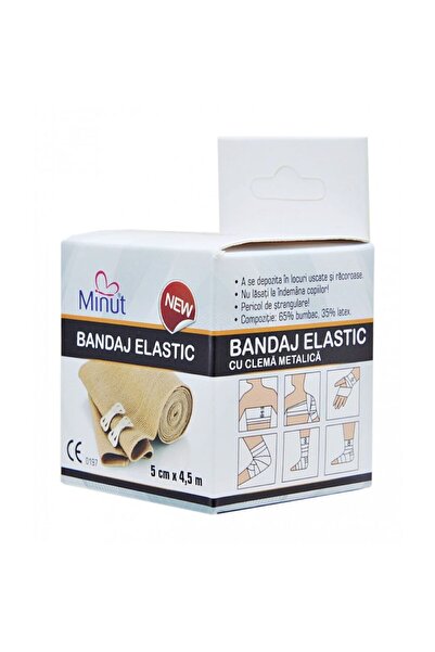 Other Ελαστικός επίδεσμος με μεταλλικό κλιπ, 5 cm x 4,5 m, 1 τεμάχιο, Minut