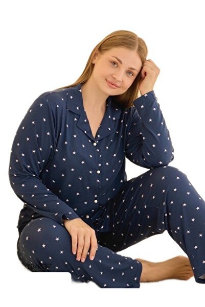 bipamuk Nuvera Front Buttoned Plus Size Women's Pajama Set Soft Stretchy Comfortable Stylish 3Xl–5Xl