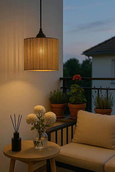 Solea Home Design Silindir Jüt İpli Doğal Avize | Bohem Modern Tasarım