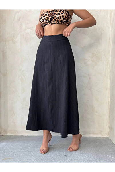 ZENGEZUR MALL Lvsqvr Long Lined Skirt S255043 Black (230051) (Size: S)