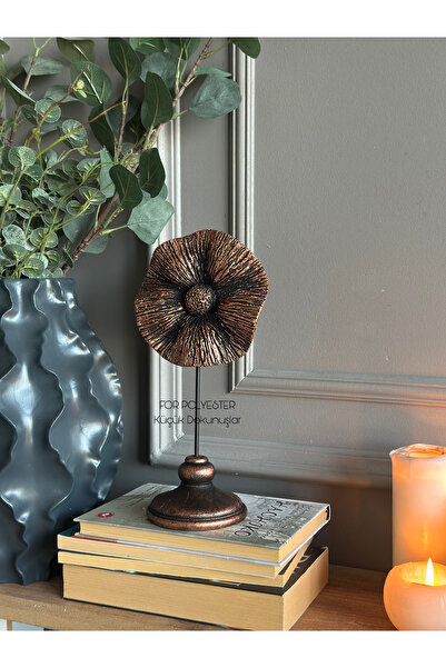 FOR POLYESTER Küçük Dokunuşlar Dekoratif Kaideli Masa Çiçeği Bakır / Sehpa Üs...