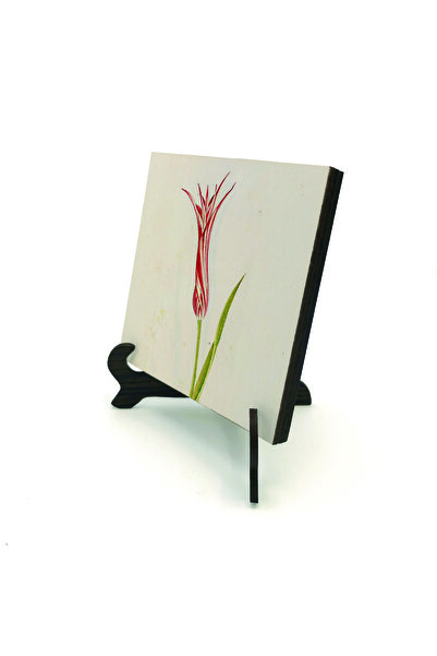 Sadrazam رسم زهرة التوليب العثمانية مطبوع لوحة خشبية MDF 10سم × 10سم |   1 جر...