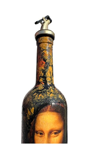 Mes Reves Handmade Mona Lisa Patterned 750ml Glass Oil Pot, Sauce Bowl, Serving Bowl, Kitchen Decoration