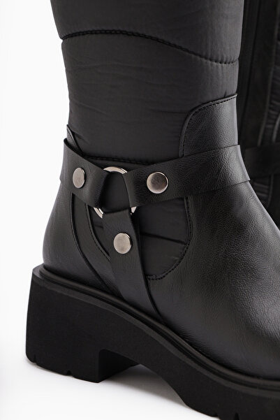 Limoya Katrin Women's Biker Boots with Black Metal Buckle