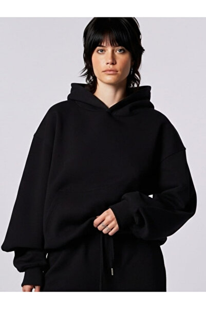 DEEPSENCE Unisex Black Winter Hooded Sweatshirt 3 Thread Thick Fleece Lined Inside