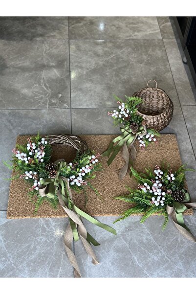 TASARIMHMODA Paspas Set 3 Parça Beyaz Kokinalı