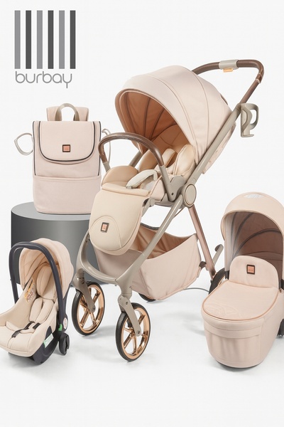 burbay 5-in-1 Baby Stroller for Newborns: Stroller, Car Seat, Portable Bed & Bag with Foldable Wheels
