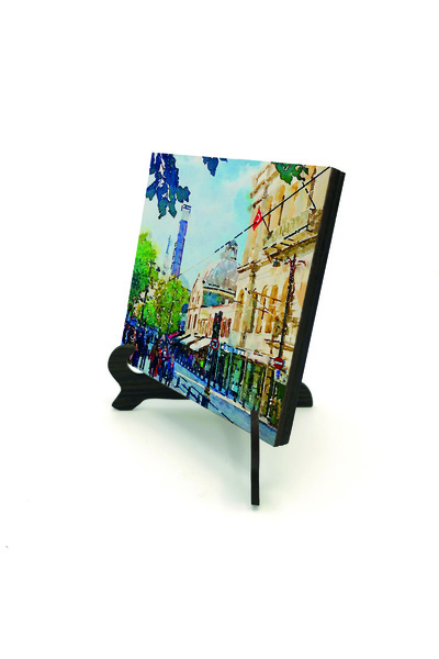 Sadrazam Çemberlitaş cu imprimeu Suport de masă din lemn MDF 10cm x 10cm |   ...