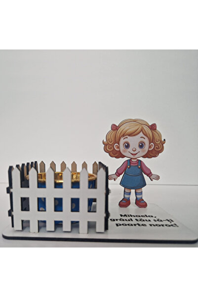 CREATIV LMS Wheat holder – little girl drawing + white fence, 10 cm